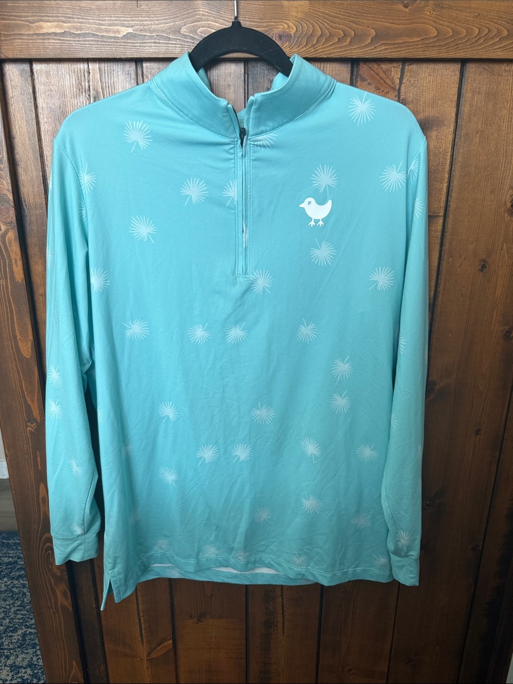 Velocity Performance Quarter Zip Pullover, Aqua Printed, Size S